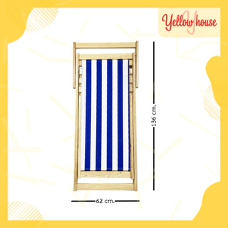 YellowHouse เก้าอี้ พักผ่อน เอนนอน ไม้ยางพารา พับเก็บได้ ปรับนอนได้ 3ระดับ รุ่น ชายหาด