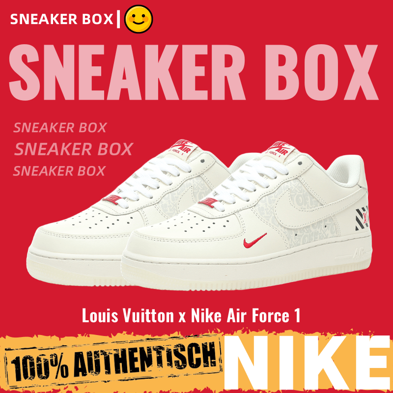 (ส่งฟรี) Louis Vuitton x Nike Air Force 1 07 LV8 Low"Off-White/Beige/Red LV" รองเท้าผ้าใบ รองเท้า nike BS6055-825