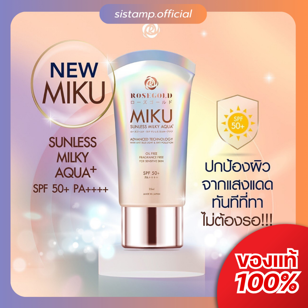 ครีมกันแดดมิกุ Miku Sunscreen SPF 50+ PA++++ ผิวทุกประเภท ไม่เหนียว กันแดดทันที