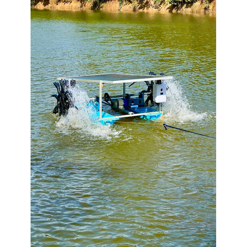 กังหันตีน้ำ24/500w 4ใบพัด [มอเตอร์บัสเลสแท้500W] ทนความร้อนสูง  เครื่องบำบัดน้ำ เครื่องเติมอากาศ เพิ่มออกซิเจนโซล่าเซลล์