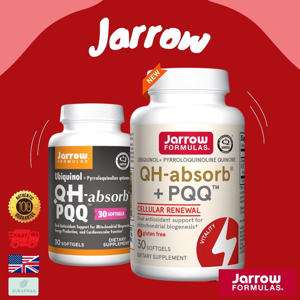 พร้อมส่ง Jarrow Formulas Ubiquinol QH-Absorb + PQQ 30 Softgels