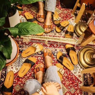 Hi.soles รองเท้าแตะ รองเท้าสไตล์วินเทจ ไบเก้น ราคาถูก #คาดเดี่ยว พื้นน้ำตาล