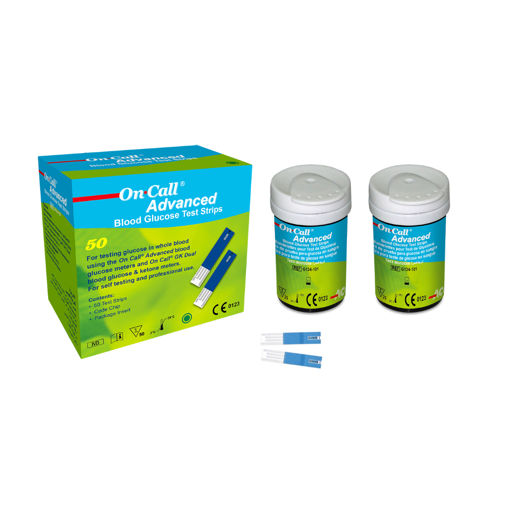 แผ่นตรวจน้ำตาล On Call Advanced 50 ชิ้น (กระปุก)