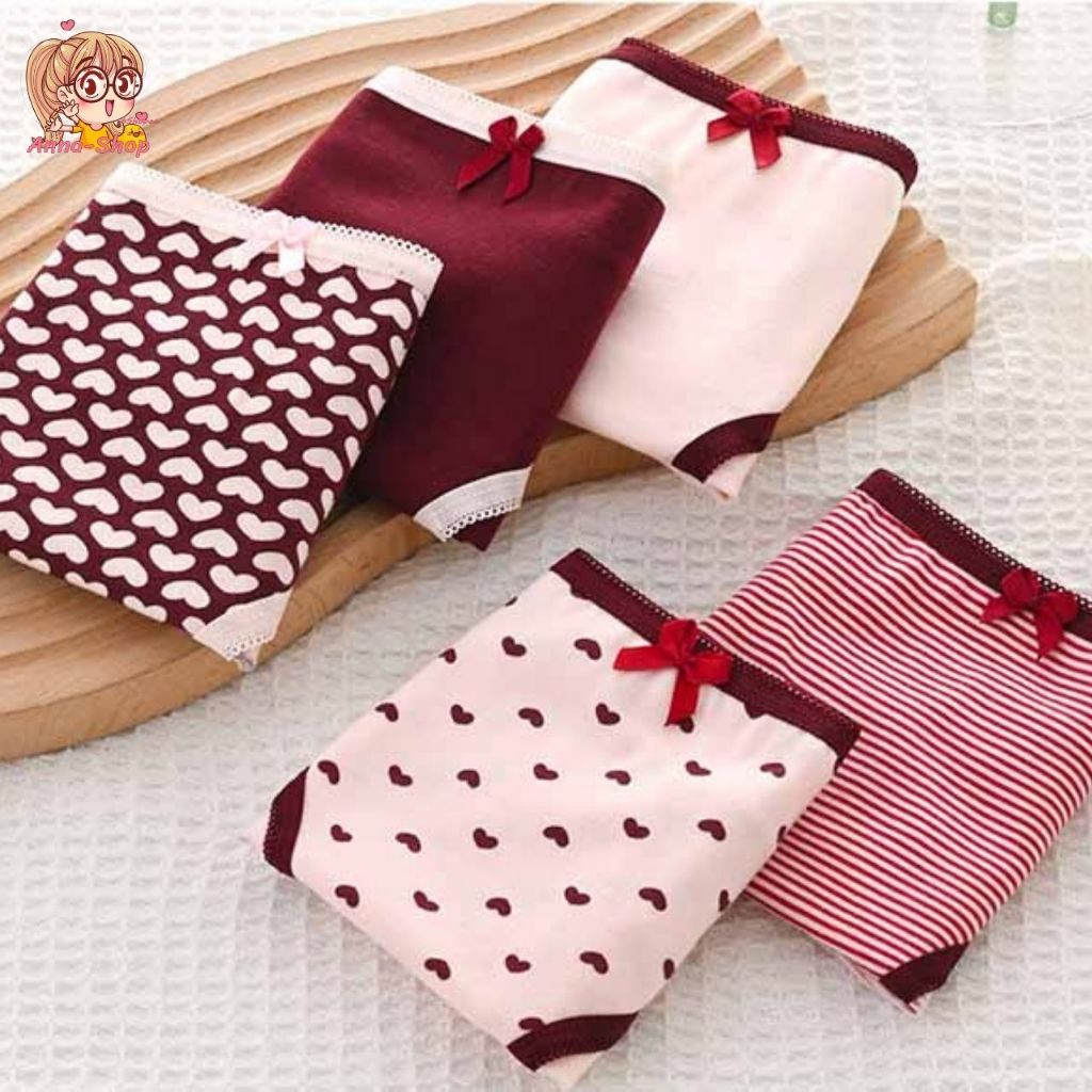 annacny กางเกงชั้นในใส่สบาย เอวกลาง สไตล์น่ารัก มีหลายลาย พร้อมส่ง CS027