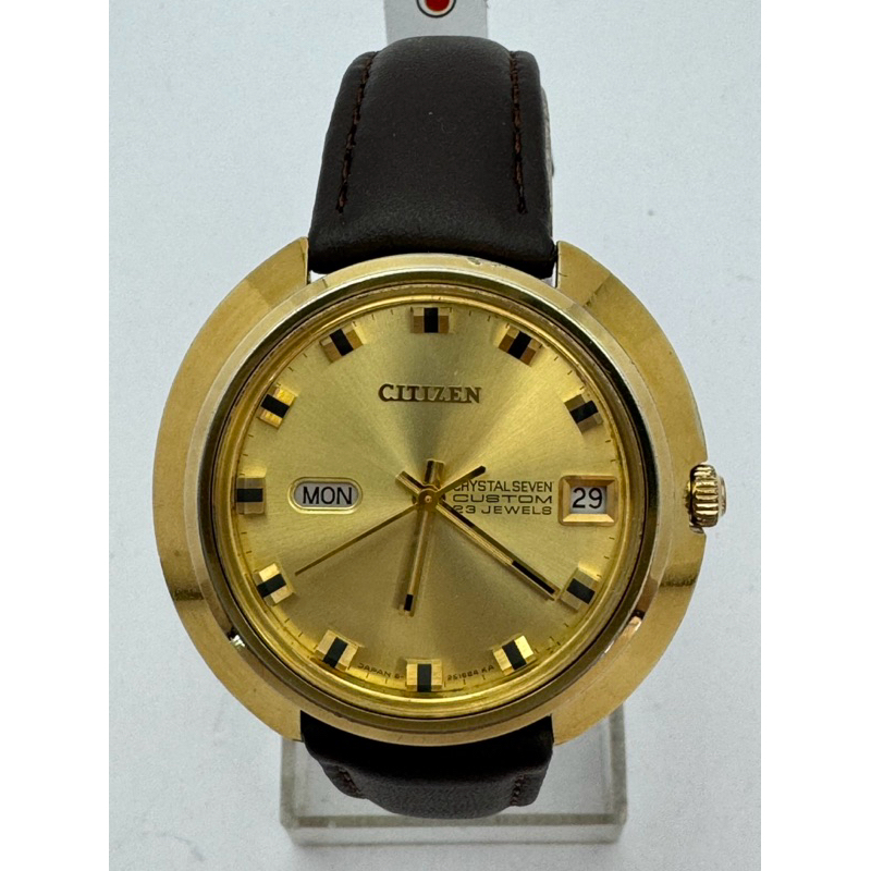 Citizen Crystal Seven Custom 23 Jewels Automatic ตัวเรือนทองชุบ นาฬิกาผู้ชาย มือสองของแท้