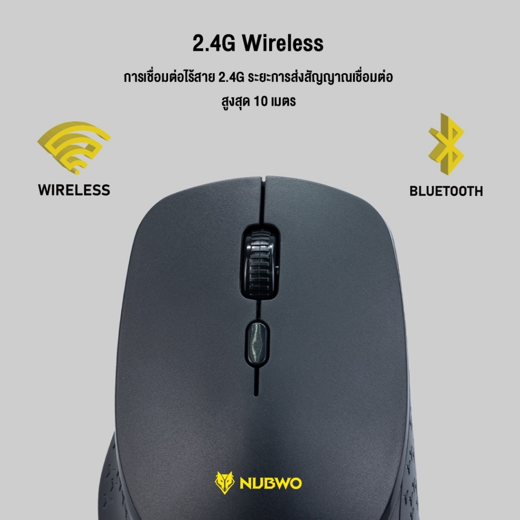 Nubwo NMB-036 Mouse Dual Mode Wireless Bluetooth เมาส์ไร้สายไวเลสบลูทูธ ขนาดกะทัดรัด มีให้เลือก 3 สีสินค้ารับประกัน 1 ปี