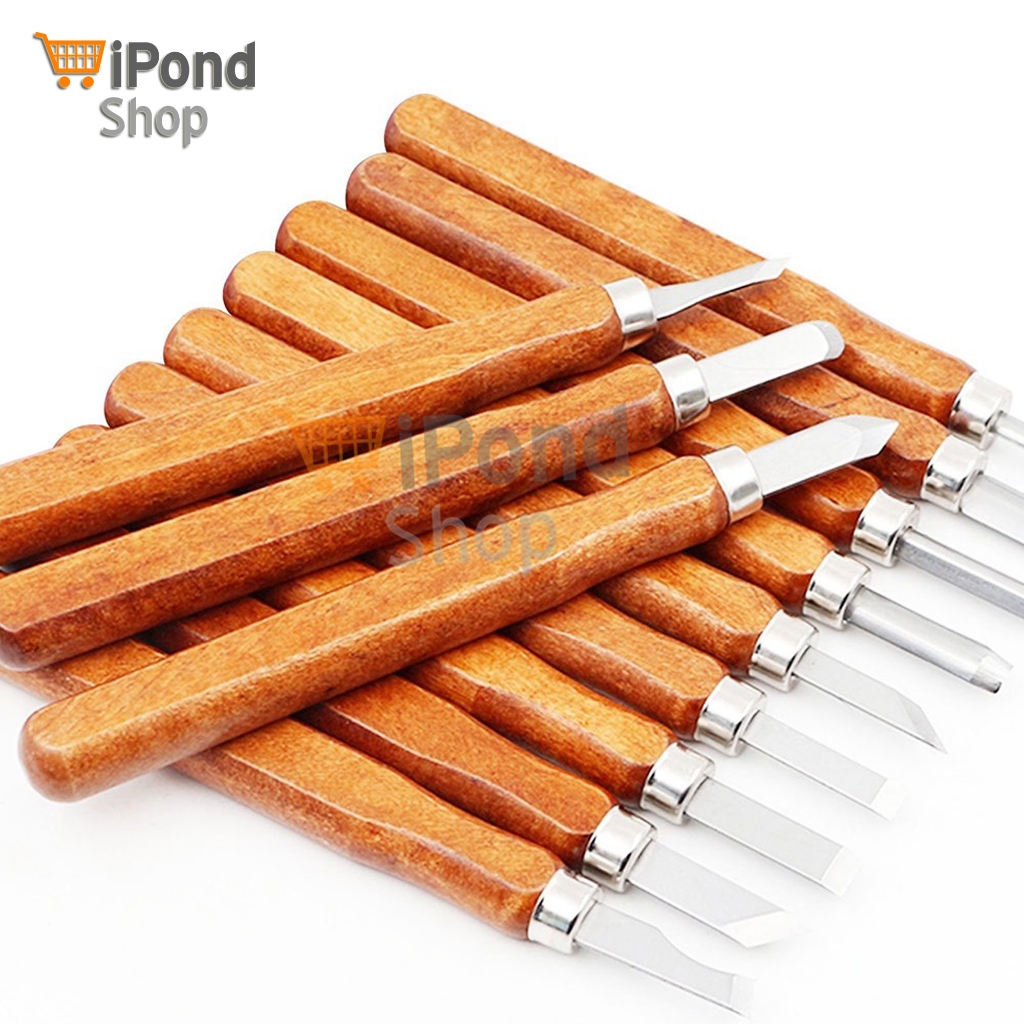12 PC WOOD CARVING CHISEL ชุดมีดแกะสลัก 12 ชิ้นอย่างดี