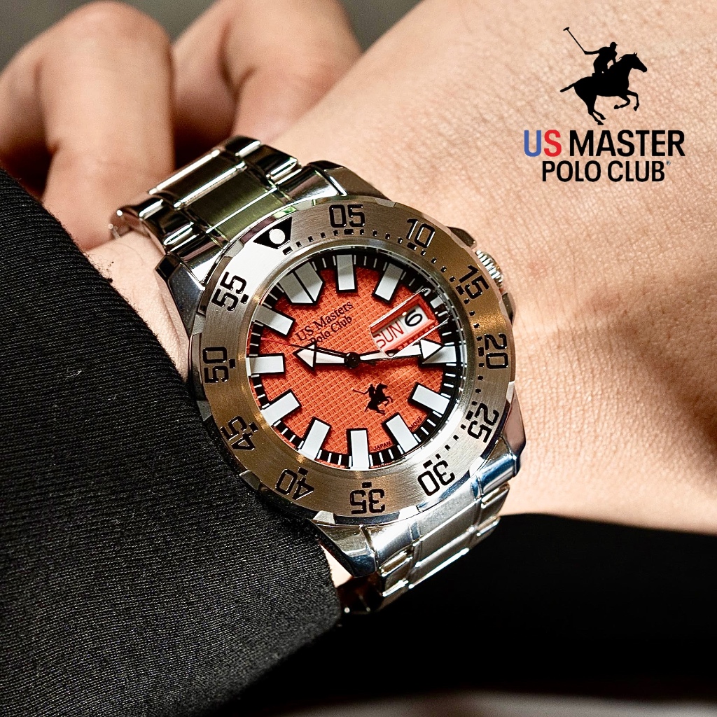 US MASTER Polo Club💢แบรนด์แท้💯% ประกันศูนย์1ปี‼️รุ่นUSM-230702🎗️เก็บโค๊ตลดเพิ่ม🎗️ Stainless Steel นาฬิกาผู้ชาย
