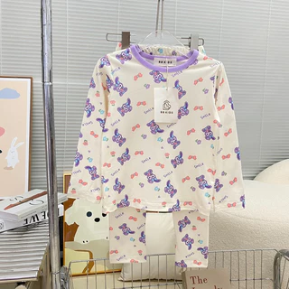 BBKIDS 03 ชุดนอนเด็ก ชุดเด็กแขนยาว ชุดเสื้อกางเกงสีเดียวกัน