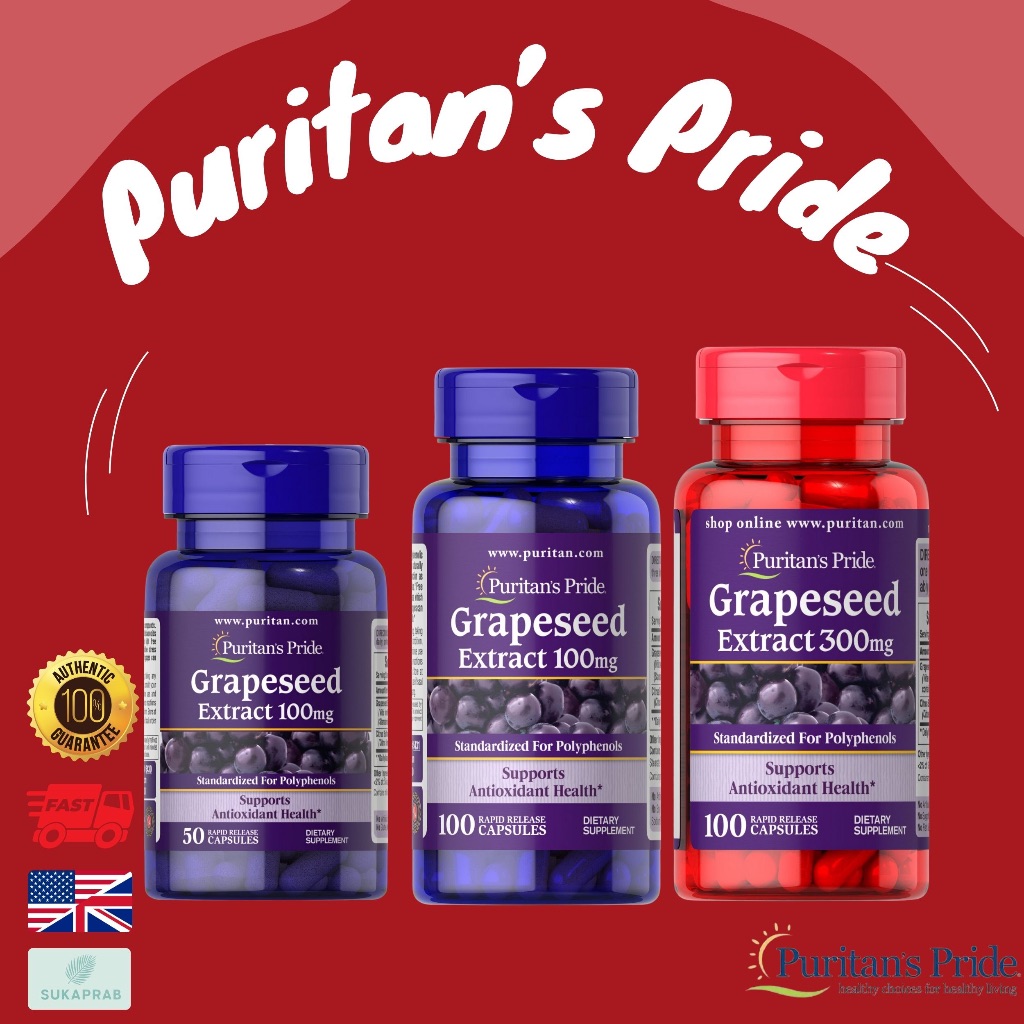 พร้อมส่ง Puritan's Pride Grapeseed Extract 100 mg 300 mg Grape seed สารสกัดจากเมล็ดองุ่น เส้นเลือด