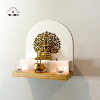 TC HOME ต้นโพธิ์ทอง ใบโพธิ์ทอง ต้นโพธิ์รวยทรัพย์ อะคริลิคกระจก หรูหราตกแต่งหิ้งพระ (สีทอง) - PD008