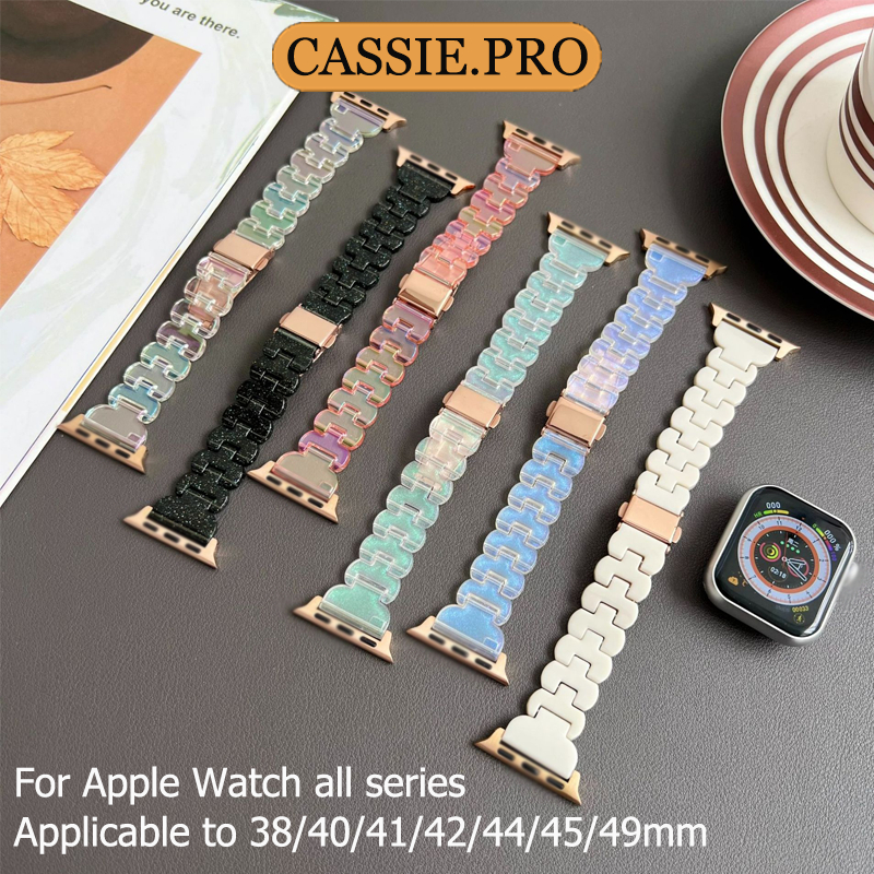แฟชั่นนาฬิกาสำหรับ iwatch 10 9 8 7 6 SE 5 4 3 2 1 PC เรซิ่นสายนาฬิกา 49mm 46mm 41 มม. 45 มม. 44 มม. 42 มม. 38 มม.40มม.