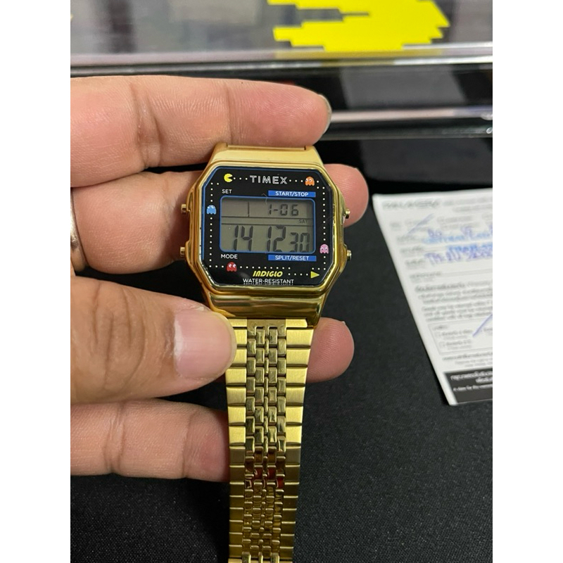 นาฬิกามือสอง ยี่ห้อ TIMEX T80 X PAC-MAN 34mm Watch Limited edition