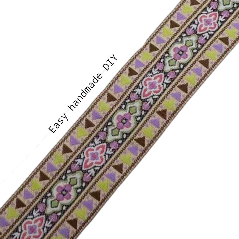 เทปปักลายสีม่วงวินเทจ ขนาด 3.5cm