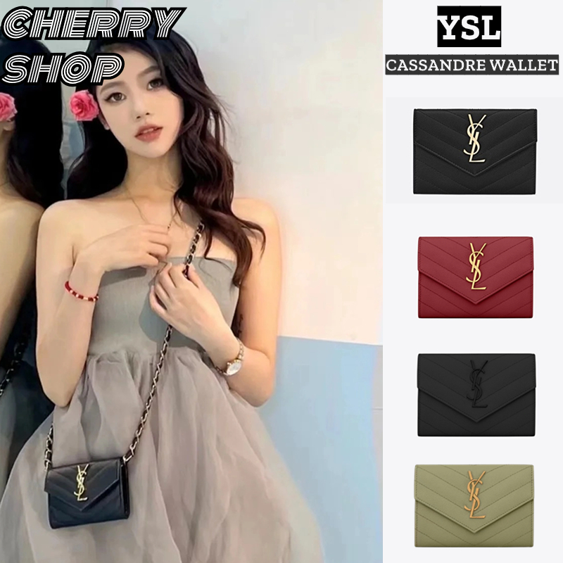 Hot แซงต์โลร็องต์Yves Saint Laurent MONOGRAM Gold Label Women's Short Wallet YSL Wallet 414404