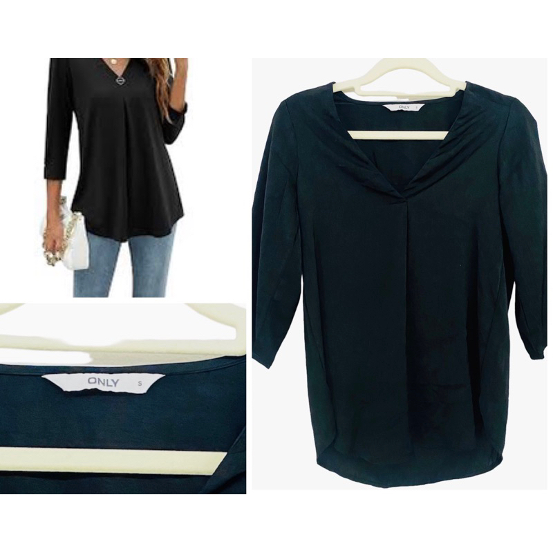 เสื้อคอวีสีดำ ผ้าดีมาก(outlet)