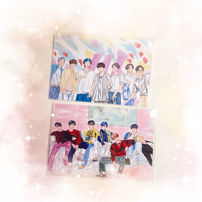 💜 postcard BTS fanart ✨ โปสการ์ด แฟนอาร์ต บังทัน บีทีเอส 💜✨