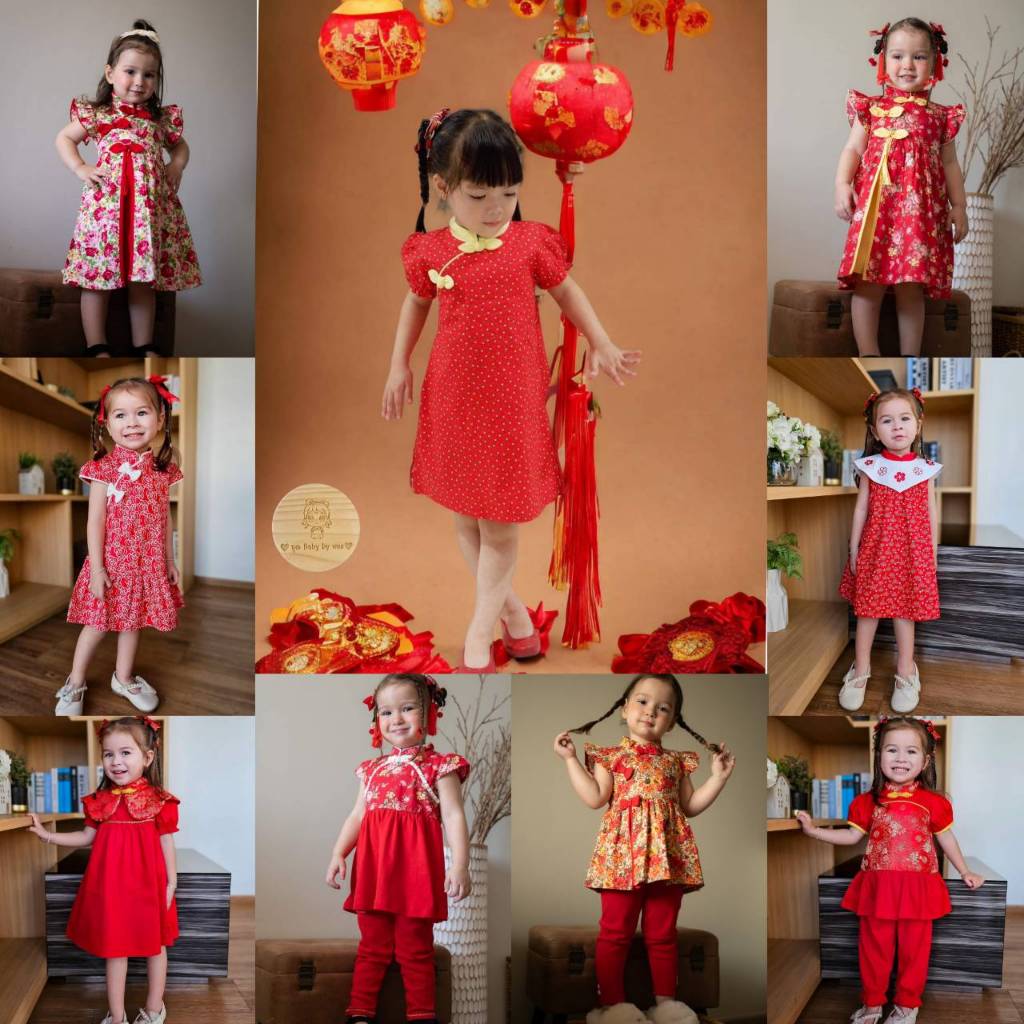 ใหม่✨Bno ชุดตรุษจีนเด็กผู้หญิง ชุดกี่เพ้า ชุดเทศกาลปีใหม่จีน ขนาด12/18/24m