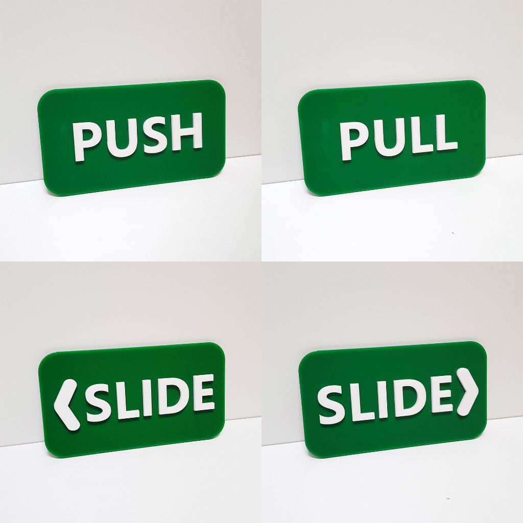 PUSH,PULL,SLIDE ป้ายผลัก+ดึง ป้ายติดกระจก ป้ายติดประตู เหมาะสำหรับตกแต่งร้าน แต่งบ้าน พร้อมส่ง - รูปที่ 4
