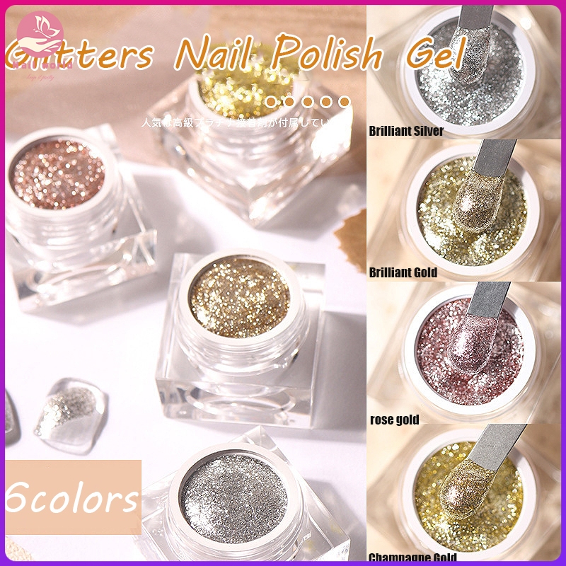 💖6สี สีเจล UV สีทาเล็บเจล กากเพชรเล็บเจล เส้นที่วาดได้ เพ้นท์เล็บและตกแต่งขอบเล็บ สีเจล แฟลช สีทาเล็บติดทน DIY