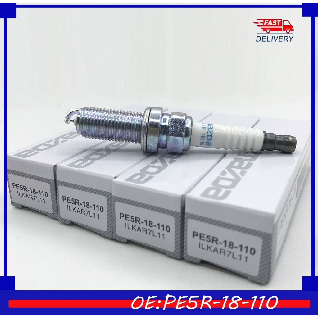 MAZDA หัวเทียน IRIDIUM ILKAR7L11(1 ชุด 4 ชิ้น) PART NO. PE5R-18-110 สําหรับ Mazd