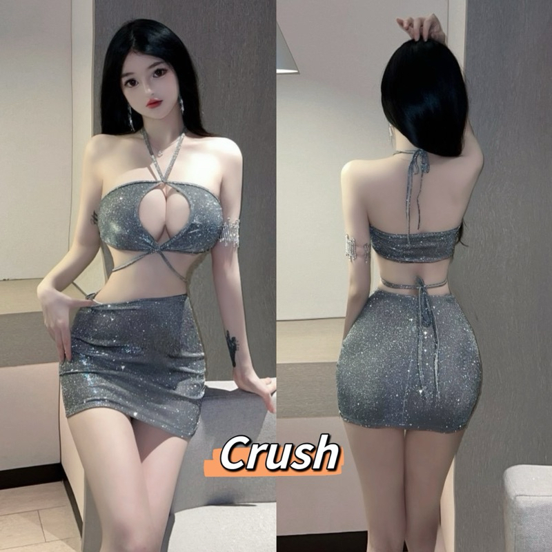 Crush💘"เดรสเว้าหลังเซ็กซี่ ชุดเดรสออกงานกลางคืน สีเทาใส่แล้วดูผอม ผ้าซาติน ชุดนอนเซ็กซี่ 🛒พร้อมส่งจากไทย(HQPSS-8)