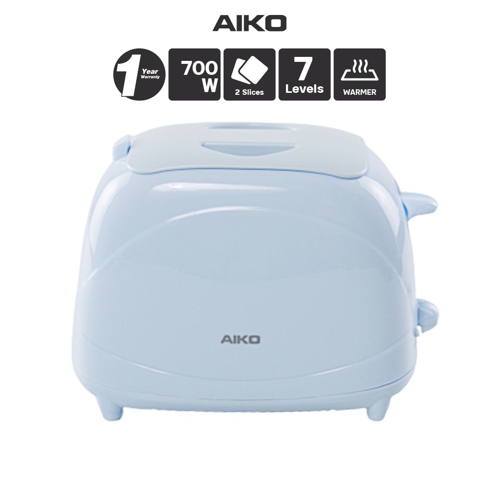 AIKO AK-808 สีฟ้า เครื่องปิ้งขนมปัง 2 แผ่น เครื่องปิ้งขนมปังคู่ ***รับประกัน 1 ปี .