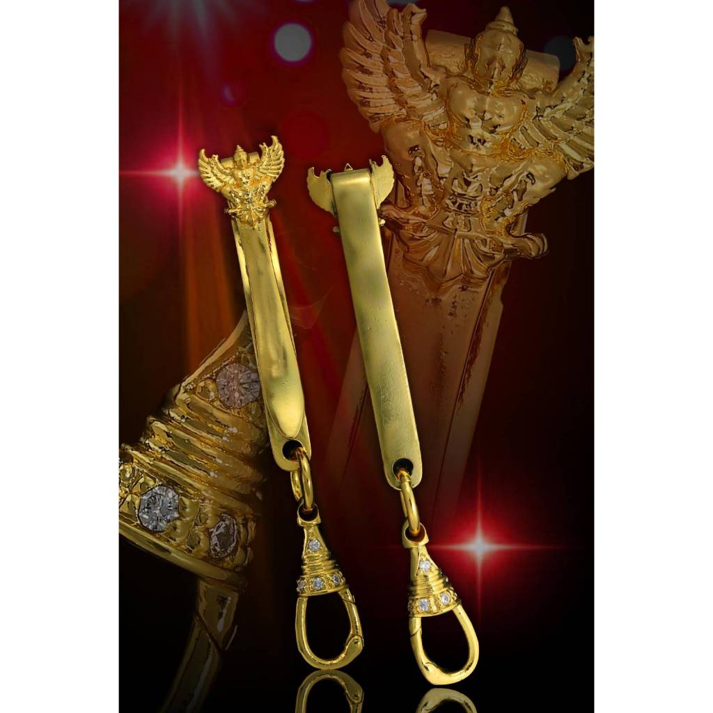 แหนบพระครุฑ พร้อมสปริงก้ามปูฝังพลอย