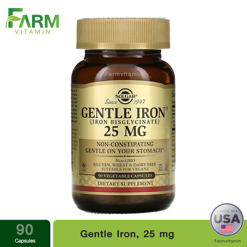 Solgar, Gentle Iron, 25 mg, 90 Vegetable Capsules