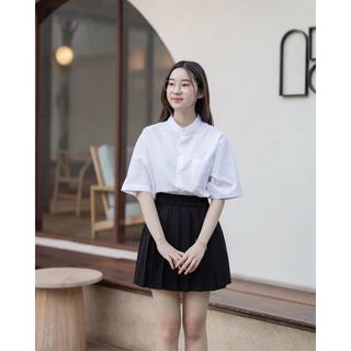 เสื้อนักศึกษาทรงบอย เสื้อคอจีน เสื้อทรงบอยคอจีน( ผ้าอ็อกฟอร์ด )Size : 36 - 50 นิ้ว