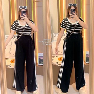 ❤️SETเสื้อไหมพรมริ้ว+กางเกงแต่งแถบ❤️