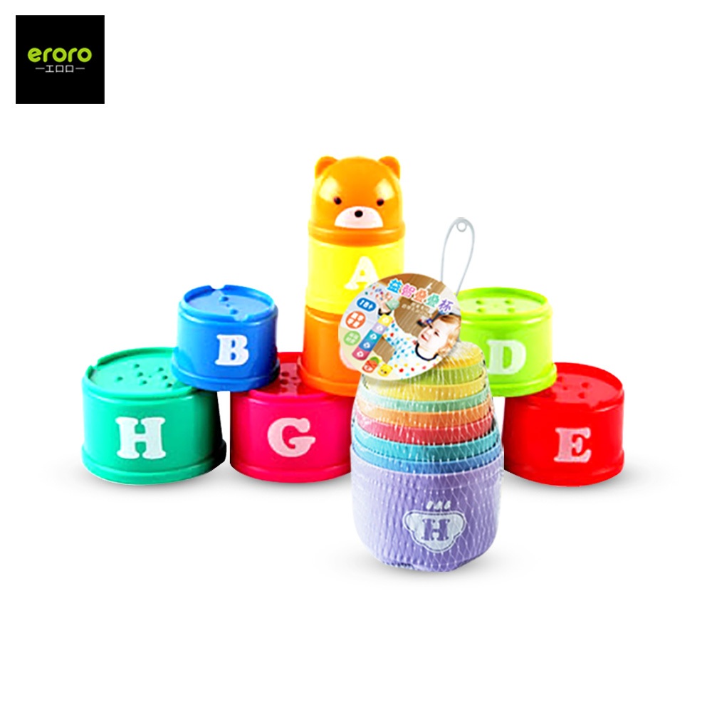 ERORO ถ้วยหัดเรียงซ้อน เรียนรู้สี ตัวเลข ABC ของเล่นเสริมทักษะ