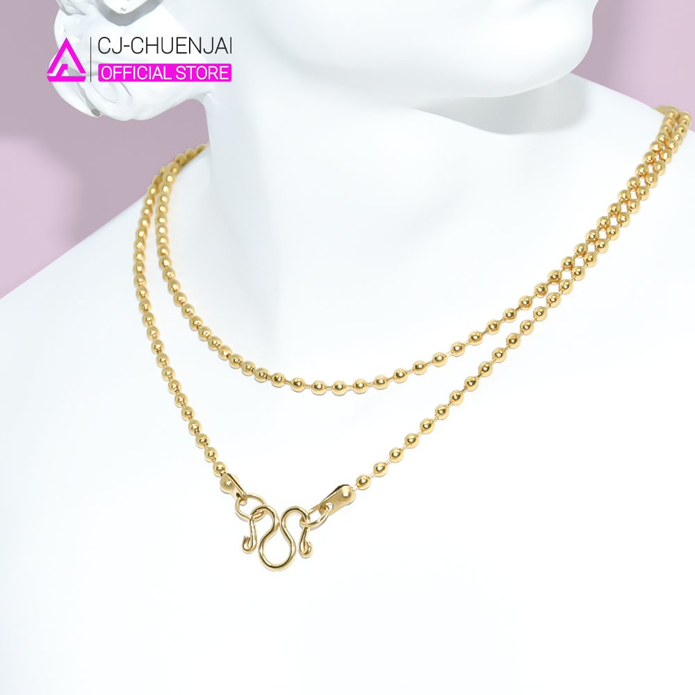 CJ สร้อยลายไข่ปลา สีทอง มี 4 ขนาดให้เลือก สแตนเลสทองเลเซอร์ ไม่ลอกไม่ดำ