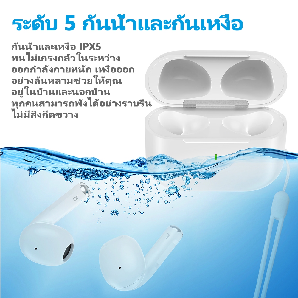 GOOJODOQ หูฟังไร้สาย J201 หูฟัง Bluetooth หูฟังบลูทูธ 5.3 พร้อมไมโครโฟนในตัว เสียงดี IPX5 ลดเสียงรบกวน
