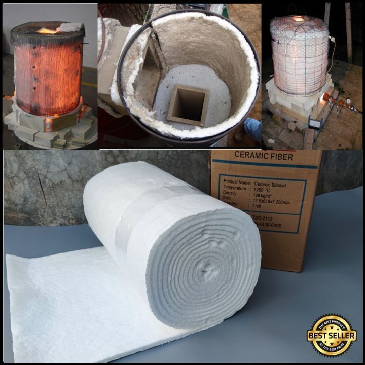 ฉนวนเตาเผาถ่านไร้ควัน ฉนวนกันไฟทนความร้อนได้ 1,260°C หนา 25mm./50mm. ฉนวนกันความร้อนเซรามิคไฟเบอร์ C