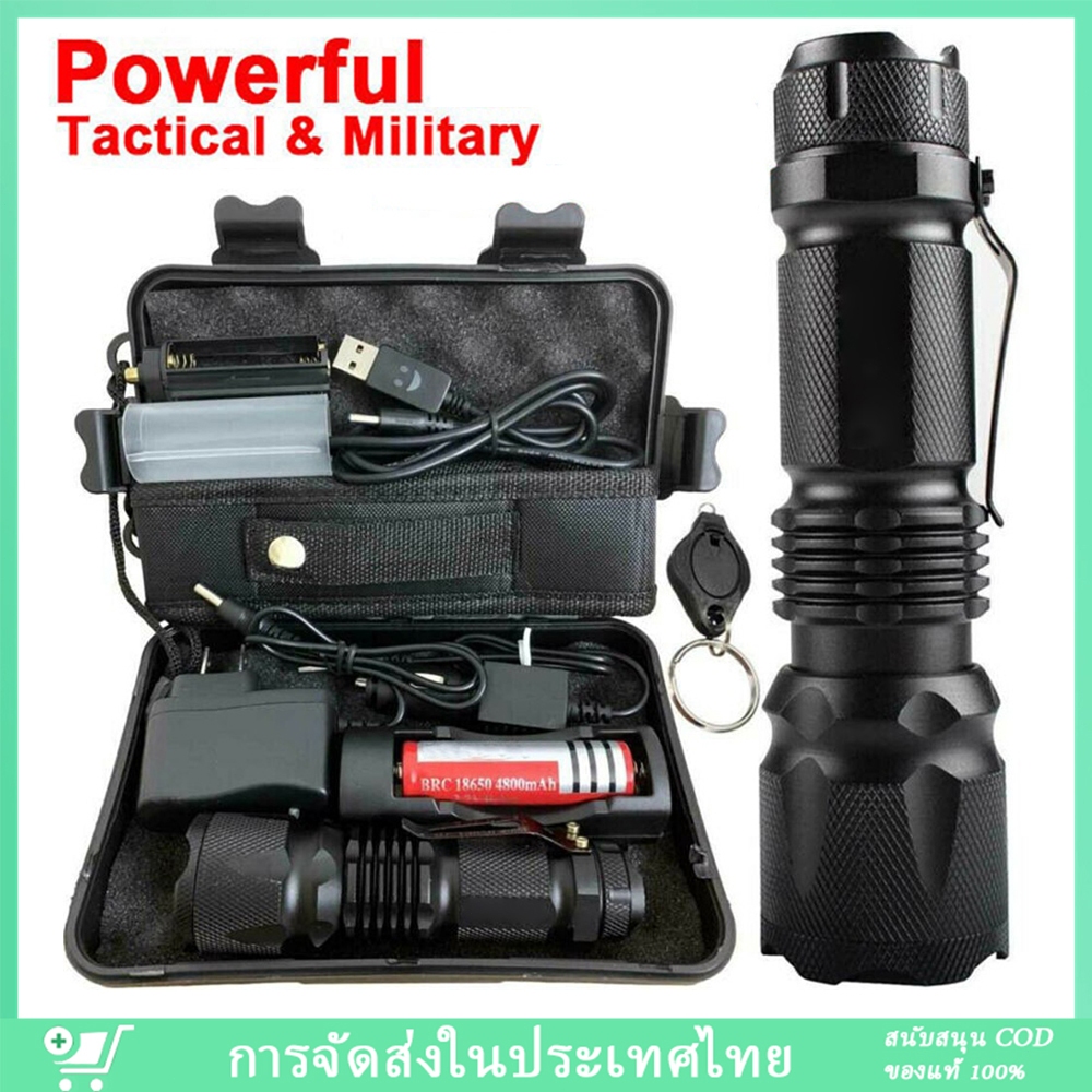 ไฟฉาย Ultrafire LEDของแท้กันน้ำไฟฉาย LED ที่มีประสิทธิภาพไฟฉายแบบชาร์จได้ไฟฉายซูม T6 ไฟฉาย 90000LM X