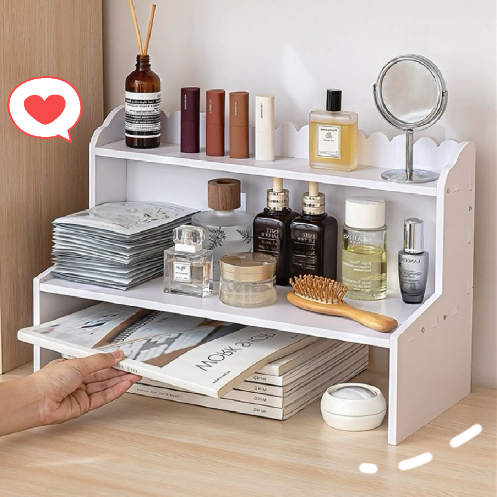 ins ลมสองชั้น สูง ชั้นวางเดสก์ท็อป หอพัก สำนักงาน เครื่องสำอาง เครื่องเขียน ชั้นวางหนังสือ ชั้นวางของ