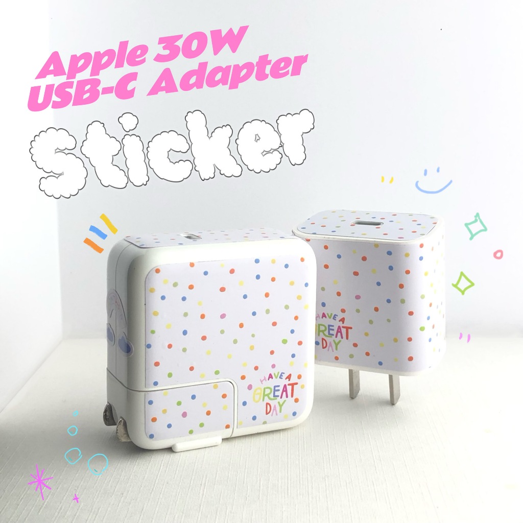 พร้อมส่ง สติกเกอร์ PVC ติดหัวชาร์จ Apple Adapter Type-C 30W ขาแบน