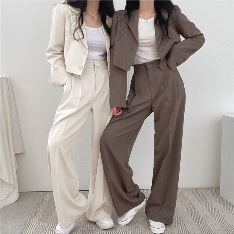 SET เสื้อเบลเซอร์ผู้หญิงครอปครึ่งตัว ชุดสูท เวอร์ชั่นเกาหลี SUIT-2