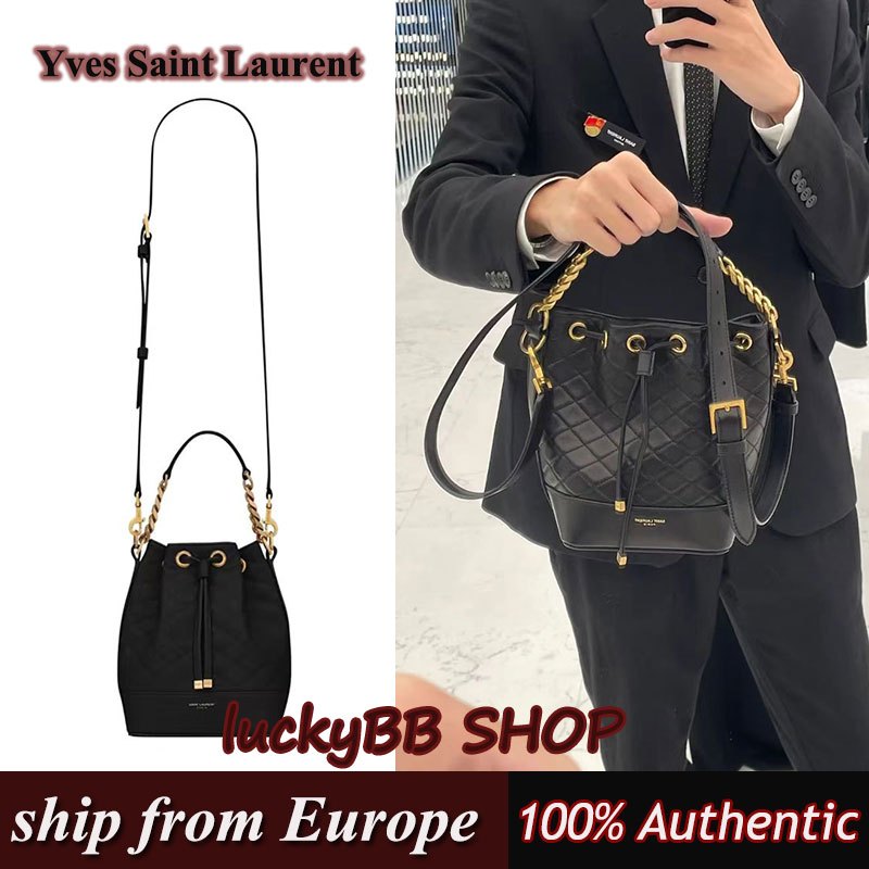 YSL Yves Saint Laurent กระเป๋าถัง กระเป๋าไหล่ข้ามตัว ของแท้100%