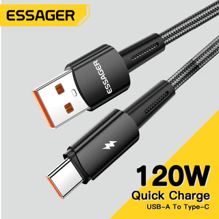 Essager สายเคเบิลชนิด C 120W ชนิดชาร์จเร็วสุดๆ6A สายเคเบิลสำหรับ Xiaomi ชาร์จ USB สายชาร์จแบบเร็ว