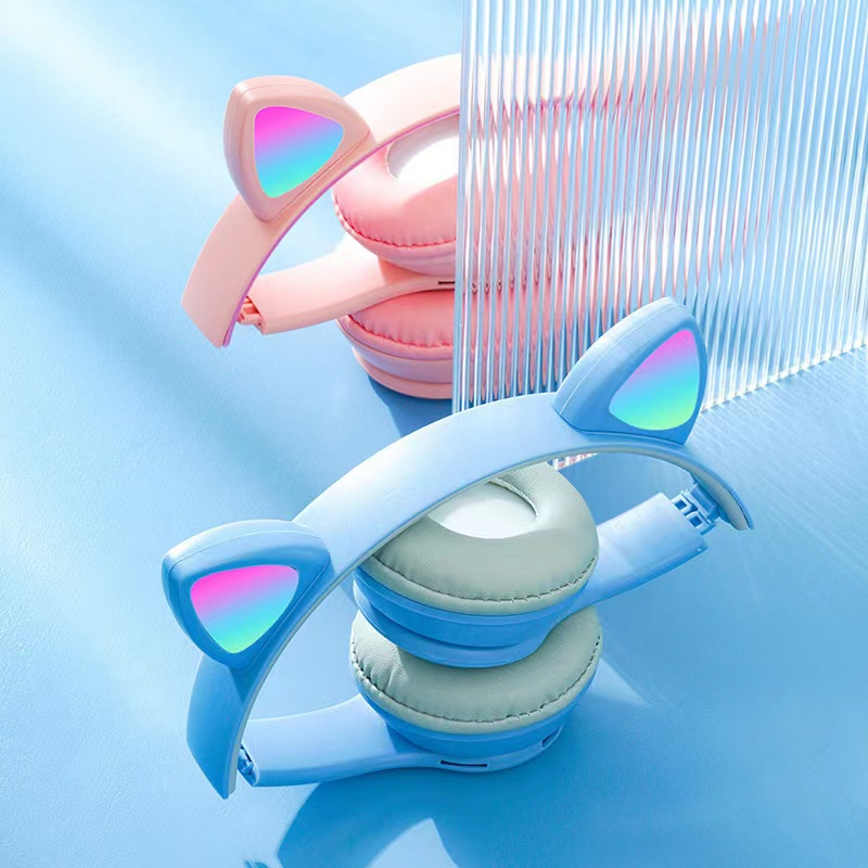 ไฟLEDหูแมว หูฟังแมวสนับสนุน P47M หูฟังบลูทูธไร้สาย 5.0 TWS Tf การ์ด ราคาถูก