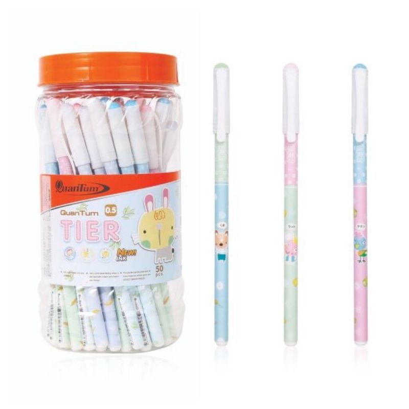 [♥สินค้าพร้อมส่ง♥]Quantum TIER ควอนตั้ม ปากกาแฟนชี ขนาด 0.5  หมึกสีน้ำเงิน (กระปุก 50 ด้าม)