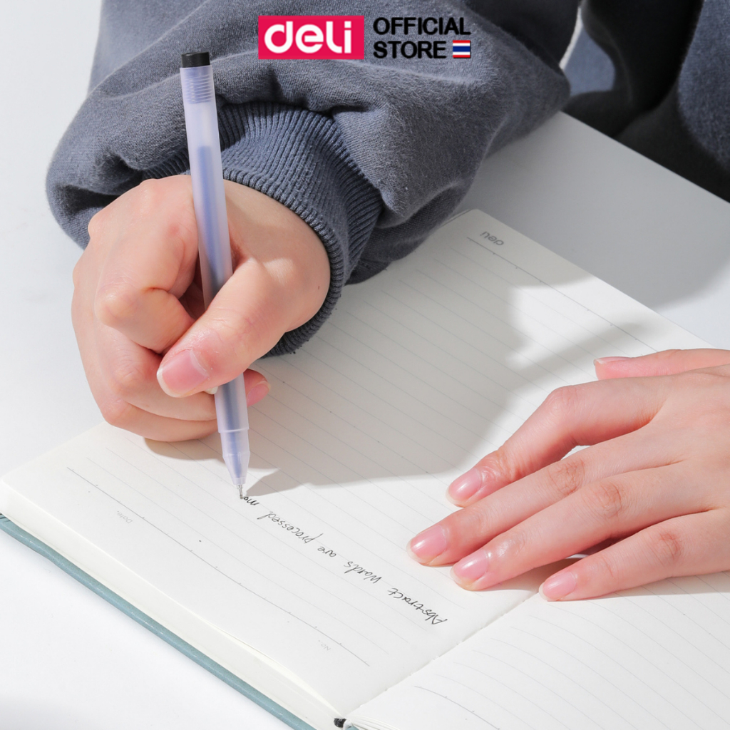 ปากกาเจลสีดำ Deli ปากกา หมึกสีดำ เซ็นชื่อได้ เขียนลื่น ลากเส้นได้ยาว ใช้งานคงทน หัวเข็ม ขนาด 0.5 mm (แพ็ค 1 แท่ง) - รูปที่ 3