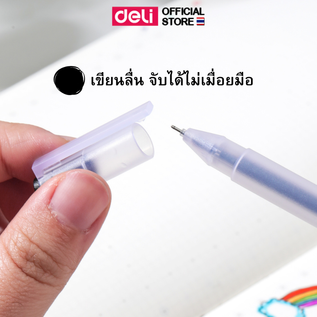 ปากกาเจลสีดำ Deli ปากกา หมึกสีดำ เซ็นชื่อได้ เขียนลื่น ลากเส้นได้ยาว ใช้งานคงทน หัวเข็ม ขนาด 0.5 mm (แพ็ค 1 แท่ง) - รูปที่ 5
