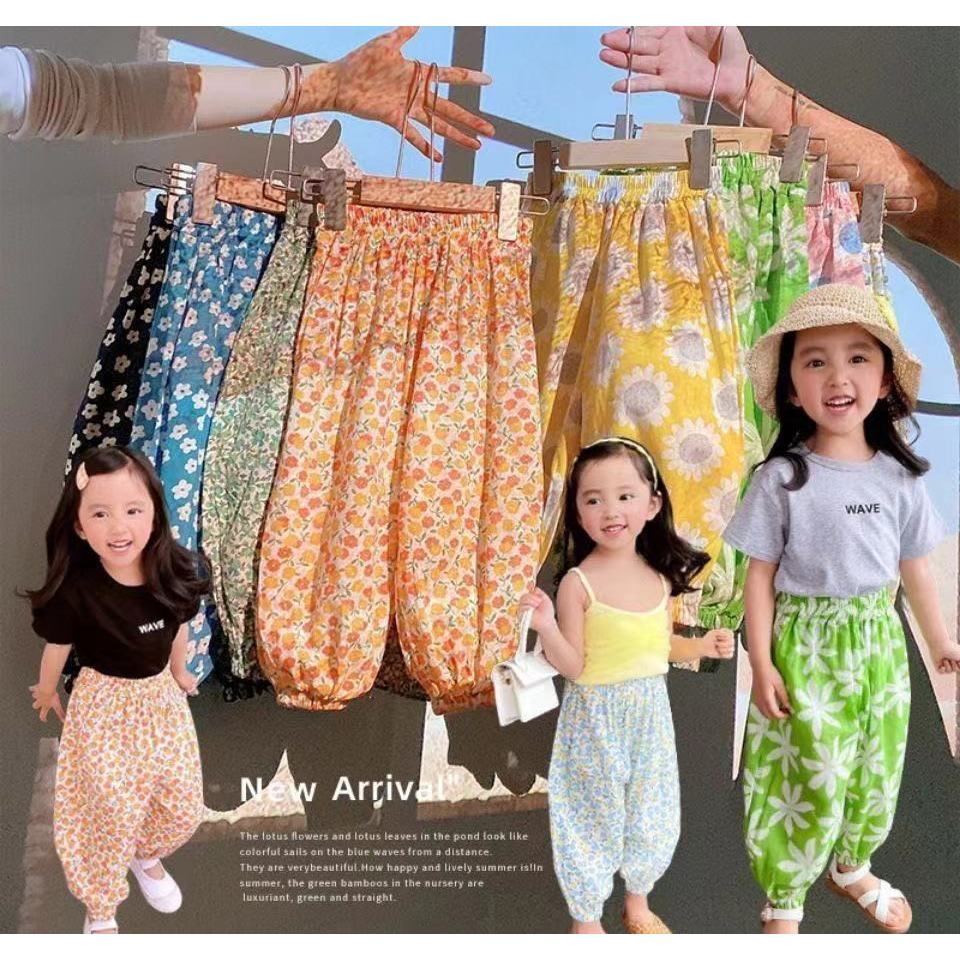 HK06 กางเกงกันยุงของเด็กผู้หญิง,กางเกงลำลองลายดอกไม้ขนาดเล็กน่ารักรุ่นใหม่