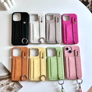 [i15] ส่งจากไทย 🌈8สี PC444 เคสหนังบัตร+สาย เคสใส่บัตร 2ชั้น เคสไอโฟน สำหรับ IPHONE รุ่น i11-15Promax