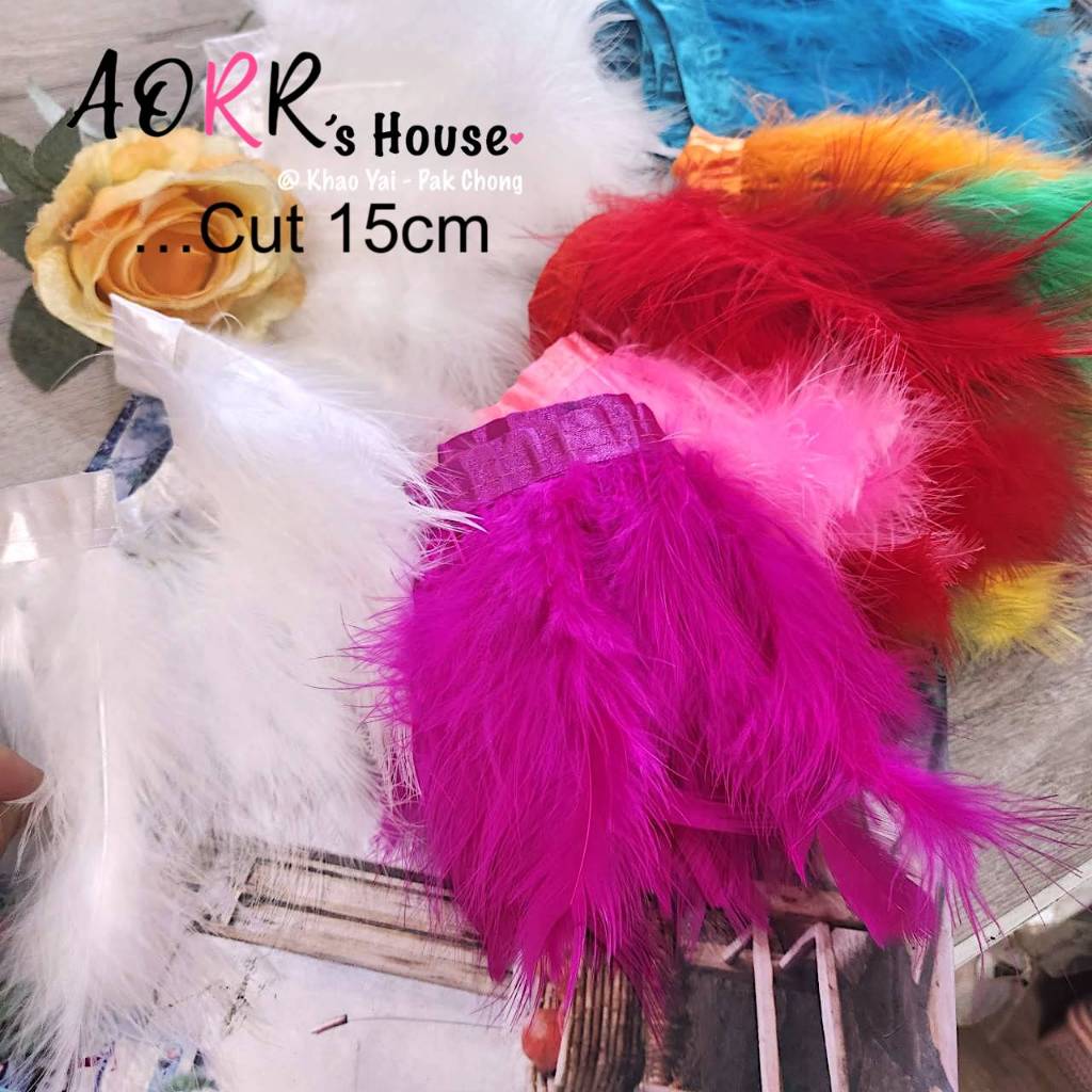 ขนนก ขนาดสั้นมาก 20cm feather fluffy chic party vintage fancy dress Gatsby เส้นใหญ่ เส้นขนนก ขนฟู