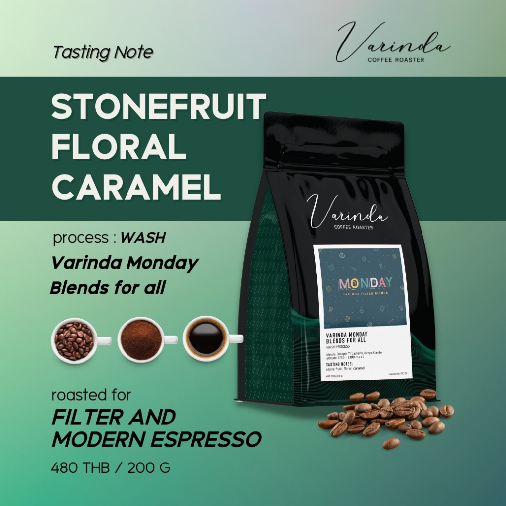 Varinda Coffee Roaster เมล็ดกาแฟคั่วอ่อน Specialty Varinda Monday 200g เหมาะสำหรับชงด้วย Drip และ Pour-over