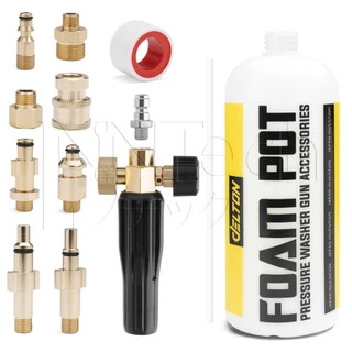 DELTON กระบอกฉีดโฟม ล้างรถยนต์ ฟองหิมะ 1 ลิตร รุ่น FS-001F ฟรี! ข้อต่อทองเหลือง 9 ชิ้น ใช้ได้กับเครื่องฉีดน้ำทุกยี่ห้อ